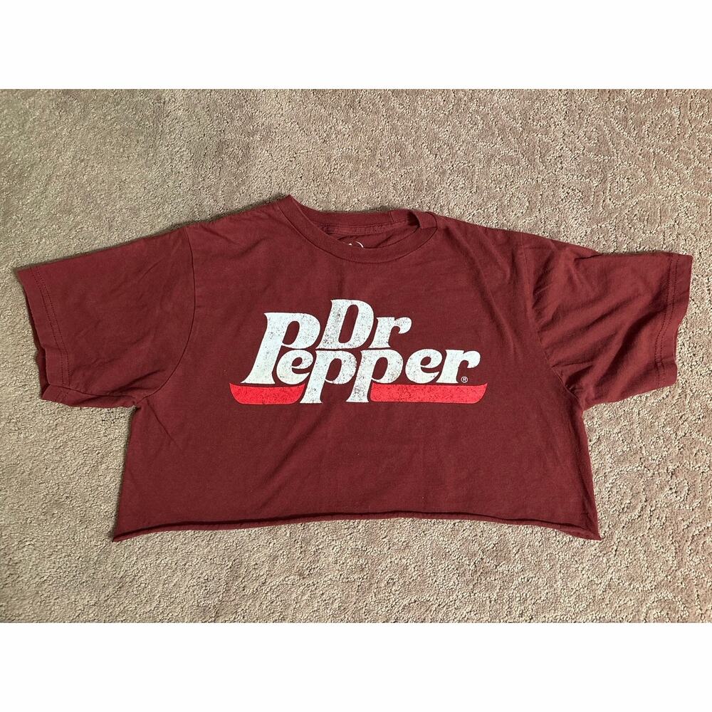 Dr Pepper Logo Graphic Tee Crop Raw Hem